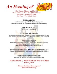 Seinfeld Dinner Menu #1